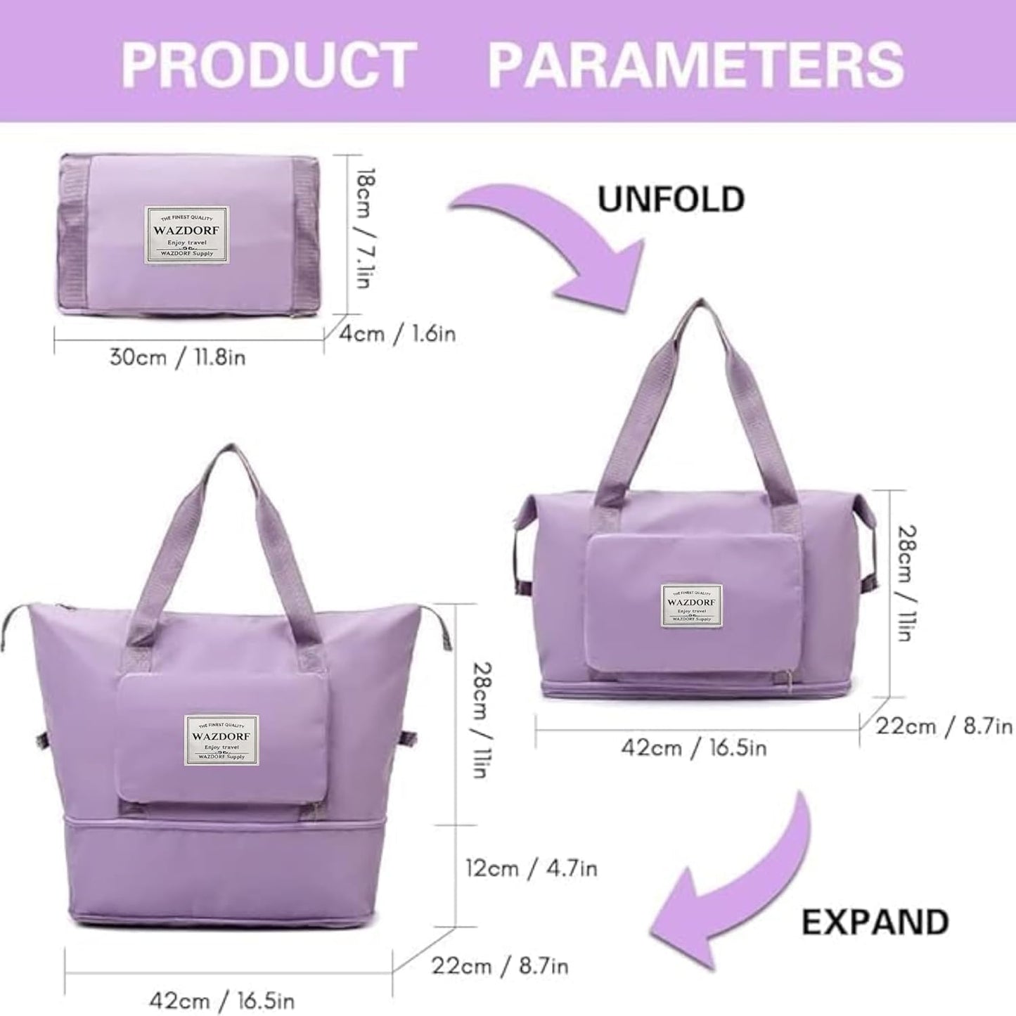 Large Capacity Folding Travel Bag, Waterproof lightweight, Designer bag handbag for ladies