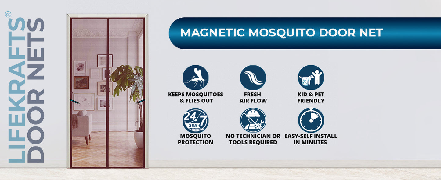 LifeKrafts Polyester Magnetic Mosquito Net